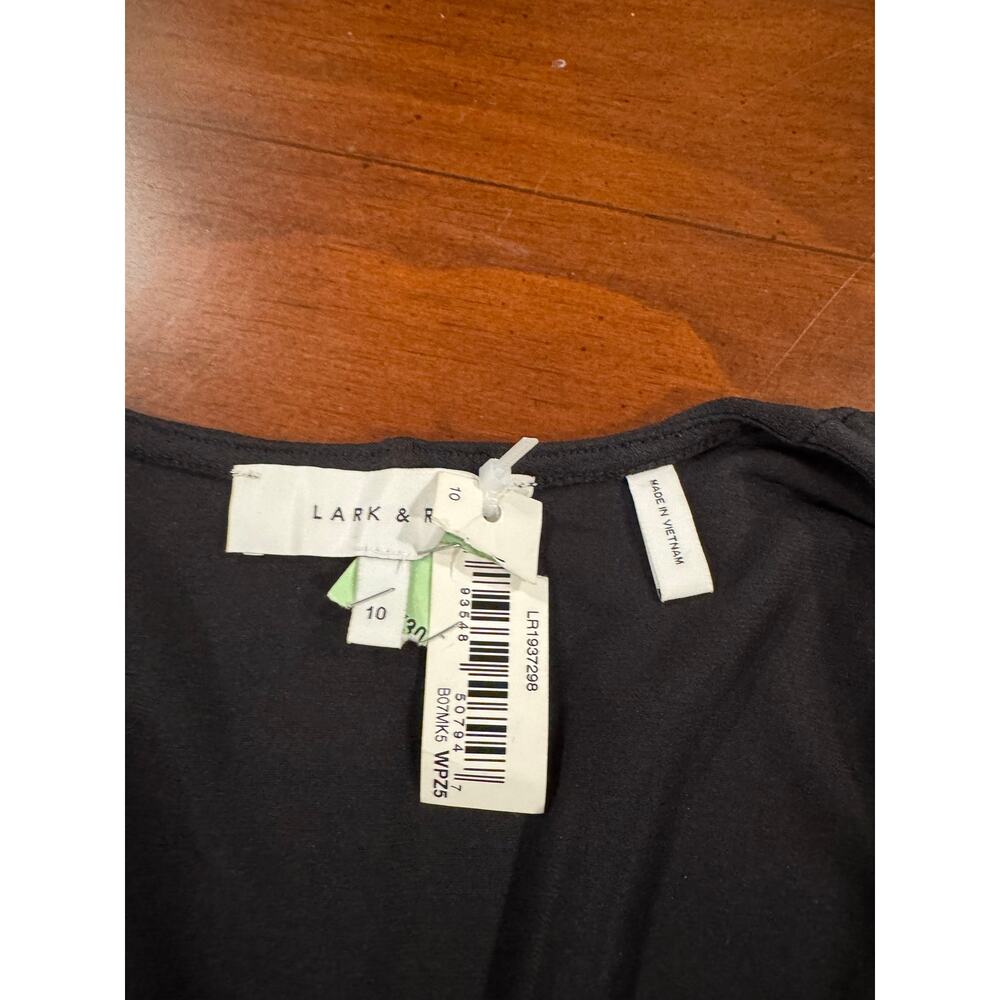 NWT Lark & Ro Crepe Knit Faux Wrap black classic LBD size 10 little black dress - Picture 7 of 10